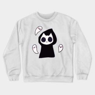 Cute Grim reaper cat and ghosts Crewneck Sweatshirt